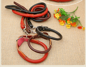 <b>Pet</b> Dog Leather <b>Collar</b> <b>Leash</b> Home Dog Walking <b>Leash</b> Set <b>Pet</b> PU <b>Collar</b> <b>Leash</b> Fashionable Simple Impact Resistant Durable - Product Image 1