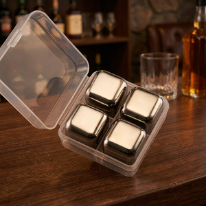 Reusable <b>Stainless</b> <b>Steel</b> Whiskey Stones 4 Pcs Reusable 304 <b>Stainless</b> <b>Steel</b> Whiskey Stones with Storage Case - Product Image 2