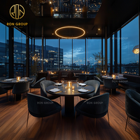 Meubles de restaurant élégants Ron Group, table ronde en marbre personnalisée, chaise confortable avec revêtement en velours pour hôtel