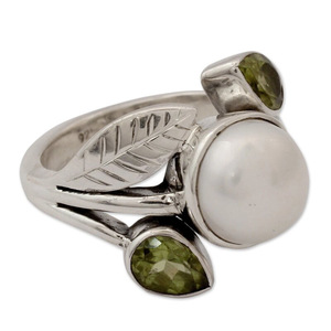 Elegante Anello a Foglia con Perle Finte, Stile Foresta, Gioiello Minimalista da Donna, per Uso Quotidiano, Regalo Chic - Product Image 5
