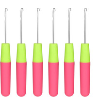 Uncinetto con Manico in Plastica e Ago in Metallo, 15,5 cm, Leggero 13g, per Trecce, Extension, Intrecciatura, Parrucche e Dreadlocks