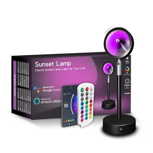 Luz de atardecer con Control remoto por aplicación, lámpara de ambiente de suelo RGB, proyección de arco iris, fondo en vivo, luz inteligente