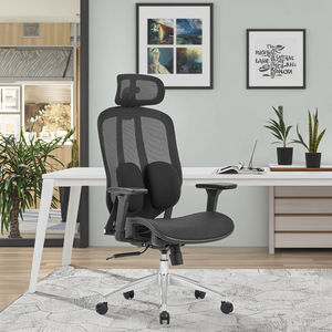 Silla de Oficina Ejecutiva Ergonómica Contemporánea de Respaldo Alto en Oferta, con Malla de Tela, Reposacabezas Ajustable, Base Giratoria Cromada y Pistón de Gas Clase 3 - Product Image 6