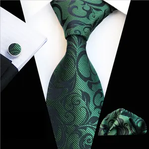 Macheda — ensemble Hanky et boutons de manchette pour hommes, cravates vertes, carrés, avec poches carrées et boutons de manchette, vente en gros