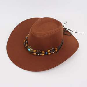 Nuevo Sombrero Vaquero con Emblema Vintage y Cuentas, Estilo Occidental, Ala Ancha, Elegante, para Viajes al Aire Libre, Fiestas, Negocios, Casual, Unisex, Cuatro Estaciones - Product Image 3