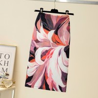 Jupe longue midi imprimée florale pour femme, élastique et extensible, style crayon simple, pour le bureau ou décontractée, coupe ajustée