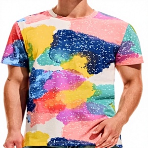 <b>Men's</b> Short Sleeve O-Neck T-<b>Shirt</b> With Hand-Painted Pattern Sublimation Print Regular Fit Casual Style 100% Polyester - Product Image 1