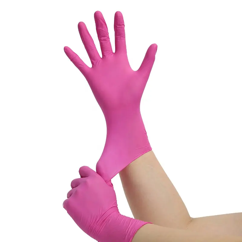 Günstige 4 mil Pink Glove EN374 100 Pcs/Box Puder freie Nitril handschuhe für Tätowierungen