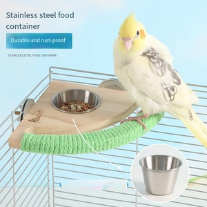 Roestvrijstalen Vogelvoeder Met Voedseldoos Papegaai Speelsteun Platform Slijpklauwstandaard-Accessoire Voor Vogelkooien Nieuw Product - Product Image 5