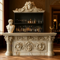 Comptoir de bar en marbre européen sculpté à la main, antique, durable, pour usage extérieur, couleur et taille personnalisables
