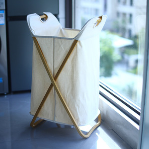 <b>Foldable</b> Laundry <b>Basket</b> Oxford Cloth Rectangle Standing Type Bedroom Clothing Organizer Beige - Product Image 1