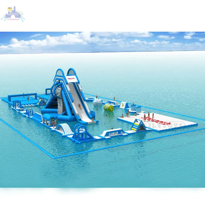 वाणिज्यिक अस्थायी खिलौने Inflatable पानी पार्क, वयस्क के लिए विशाल समुद्र तट वाटरपार्क