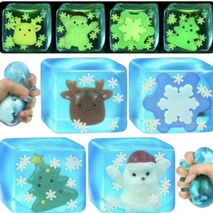 Christmas Night <b>Lights</b> Ice Block Squishy Toys Maltose Slow Rebound Night <b>Lights</b> Snowflake <b>Cube</b> Decompression Toys - Product Image 1