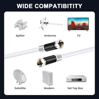 Cable Coaxial RG59 de 75 Ohmios con Conectores Tipo F, Alto Rendimiento, 1080p, Revestimiento de PVC, Blindaje Trenzado para HDTV Satélite