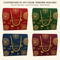 Boîte d'emballage OEM haut de gamme en carton ondulé avec pelliculage mat, motif oriental doré, cordon de fermeture, personnalisable, pour cadeaux de fêtes