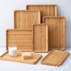 Bandejas de servir de bambú rectangulares de color madera natural para té, pan, fruta, aperitivos, uso doméstico - Product Image 1