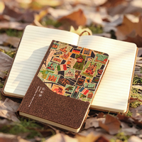 Cuaderno de Viaje Vintage con Estampado, Tapa Dura de Corcho Reciclado y Posos de Café, Personalizable con Logotipo, Tamaño A5
