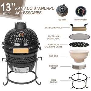 Griglia <span class=keywords><strong>a</strong></span> Carbone Stile Kamado Joe da 13 Pollici, Barbecue da Giardino <span class=keywords><strong>in</strong></span> Ceramica per Cucina Familiare, Parete Spessa per Ritenzione del Calore - Product Image 2