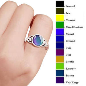 Nuovo stile argento antico placcato regolabile <span class=keywords><strong>Mood</strong></span> anelli delicati dolce cambiando colore naturale anelli di pietra per le donne e le ragazze - Product Image 2
