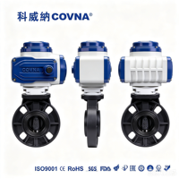 Vente de liquidation B2B COVNA DN100 8 pouces Vanne papillon en PVC avec siège en caoutchouc, double bride et actionneur rotatif électrique 24V DC