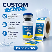 Étiquettes holographiques pharmaceutiques personnalisées imperméables, autocollants en vinyle pour flacons de 2 ml, 3 ml, 10 ml pour peptides et médicaments