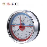 Tridicator Temperature Pressure Gauge Boiler Thermo-Manometer 0-6bar 0-120℃ for Gas Heating Pump
