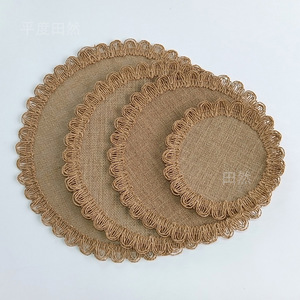 Salvamanteles Circular Tejido con Adornos Florales, Posavasos, Bandeja <span class=keywords><strong>de</strong></span> Servicio con Borde <span class=keywords><strong>de</strong></span> <span class=keywords><strong>Yute</strong></span>, Tapete Minimalista - Product Image 1