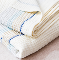 100% bio bambou coton gaufré décoratif tricoté couverture couleur unie brodé motif automne plaine teint jeter couverture