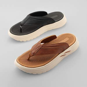 OLICOM Tongs de plage pour hommes, sandales décontractées d'été, avec bride en PU et semelle épaisse en EVA, confortables et souples - Product Image 1