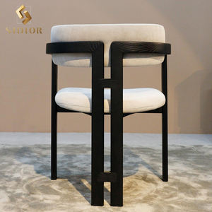 Kursi Makan Rumah <span class=keywords><strong>Modern</strong></span> Klasik Kayu Berlapis Kain Beludru Kulit Asli untuk Hotel Restoran Kedai Kopi - Product Image 3