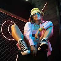 Sombrero LED Rave Bucket Hat Light up Fiber OpticHats Sombrero de fiesta que cambia de 7 colores Resplandor en la oscuridad Gorra de Festival recargable por USB