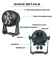 Étanche 6*20W Par lumière LED IP65 18650 batterie Par Light RGBAW UV Stage Light DJ Equipment pour l'extérieur