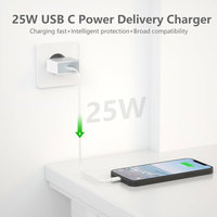 Chargeur Rapide 25W pour iPhone Samsung, Adaptateur d'Alimentation USB-C Ultra Rapide