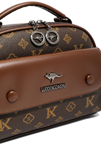 Sac bandoulière carré portable SAIDING pour femme, luxe léger, motif fleur ancienne, contraste de couleurs, design logo kangourou, ouverture à double fermeture éclair - Product Image 2