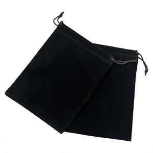 Pochette en velours noir personnalisée pour appareil photo, petite pochette écologique pour parfum, sac à cordon pour cosmétiques - Product Image 1