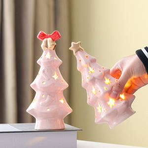 European Style Christmas Gift Translucent Ceramic Christmas Tree Night Light LED Lighting Cute Ceramic <b>Star</b> <b>Decoration</b> - Product Image 1