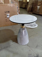 Table d'appoint longue en acier inoxydable brossé marbre noir