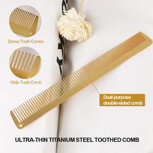 <span class=keywords><strong>TONI</strong></span>&<span class=keywords><strong>GUY</strong></span> BFC-1121 Peigne à logo personnalisé réglable, grand modèle, en acier inoxydable doré, brosse à barbe à tête plate, pour la coupe de cheveux et le style tendance - Product Image 3