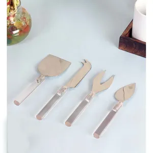 Juego de rebanador de queso de acero inoxidable en diseño de anillo elegante con mango dorado perfecto para bodas y ocasiones especiales - Product Image 5