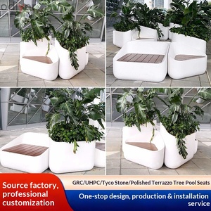 Banc en bambou Taiko, pot de fleurs GRC, siège en fibre de verre, bassin pour arbre, chaise de loisirs extérieure, fabricant sur mesure - Product Image 4