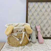 Ensemble de paniers à linge en osier naturel, couvercle de décoration de jouet en peluche solide et durable, 4 pièces de doublure amovible pour les enfants au quotidien