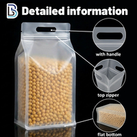 Bolsa Plana con Fondo Sellado a Prueba de Humedad Lebei, con Asa, para Empacar Bocadillos, Té, Nueces, Galletas, Bolsa Transparente Mate