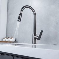 Robinet mélangeur de cuisine de luxe gris bronze en laiton massif, extractible, chaud/froid, pivotant à 360°