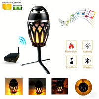 Haut-parleur torche LED sans fil d'extérieur avec système multi-synchronisation sans fil, haut-parleur de patio un-vers-plusieurs pour le camping