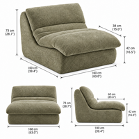 Canapé compact vert en chenille, une place, dossier ergonomique profilé, rembourrage moelleux, base antidérapante, emballage sous vide compressé
