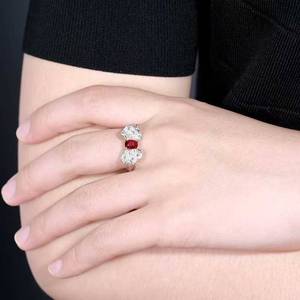 Mozambique Unheated Ruby Ring 18K Gold Inlaid 87pcs Diamonds 0.29ct Ladies Unique <b>Bow</b> Shape Gemstone Jewelry - Product Image 5