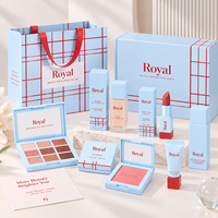 Königliche Maßanfertigung Luxus-Marken Make-up Bedruckte Kosmetik-Verpackungsbox-Set Lidschatten-Palette Lippenstift Rouge Hautpflege Geschenkbox Goldfolie