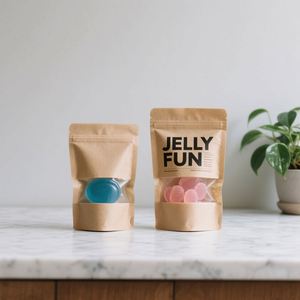 Bolsa de té Oem Odm de calidad alimentaria, bolsa de pie con estampado personalizado, bolsa de papel Kraft marrón Ziplock con ventanas - Product Image 3