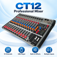 Console de mixage audio pour DJ à 12 canaux, connectivité sans fil Bluetooth USB, égalisation à trois bandes, son professionnel