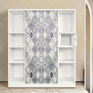 Maison moderne 4 portes en acier Almirah armoire motif imprimé fer <span class=keywords><strong>porte</strong></span> <span class=keywords><strong>coulissante</strong></span> en métal meubles de chambre à coucher pour salon salle de sport blanchisserie - Product Image 2